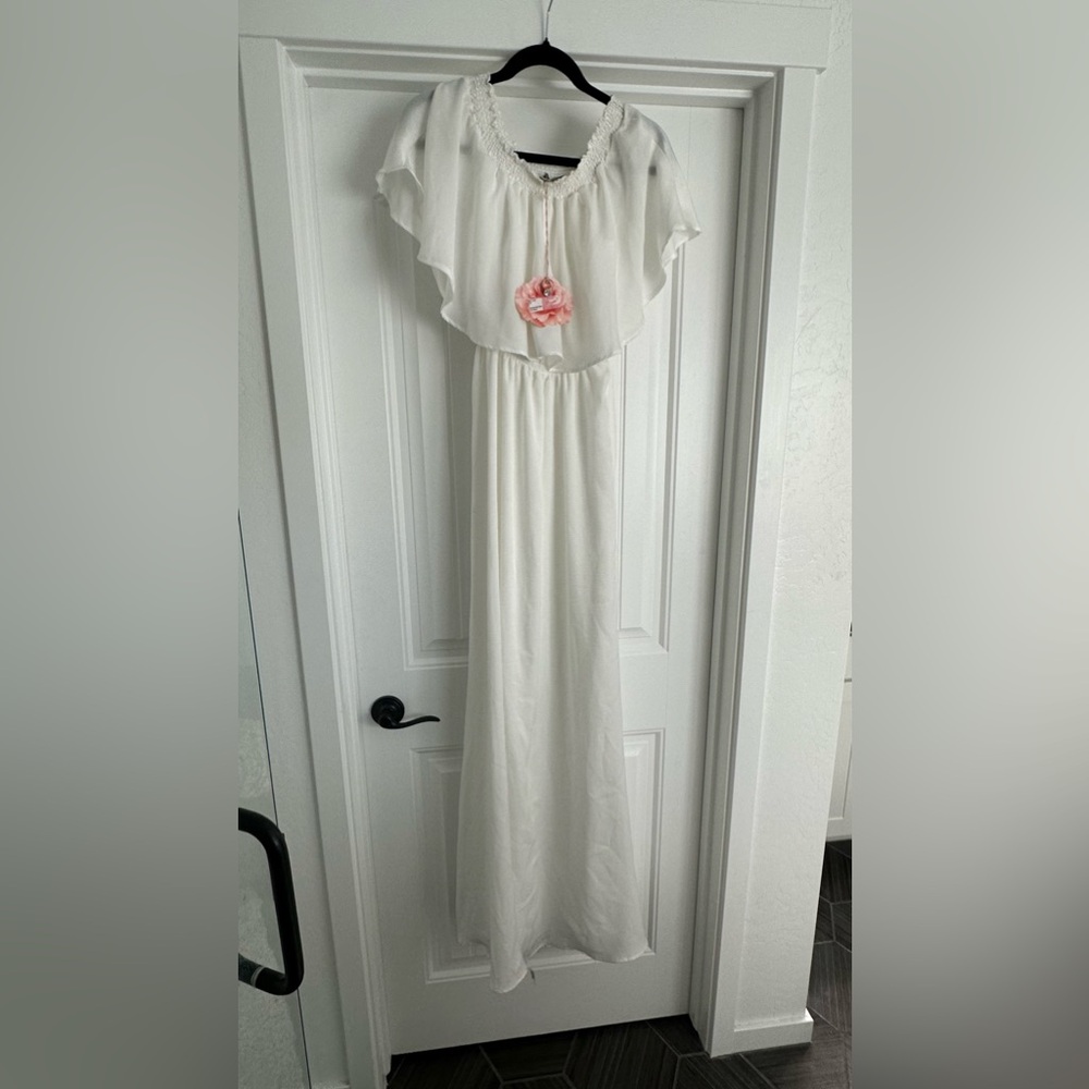 NWT Show me your MUMU Hacienda maxi dress size L Ivory sheen